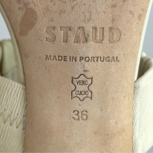 STAUD Frankie Ruched Slide Sandal in Nectarine - Picture 12 of 12